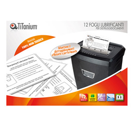 Confezione 12 fogli lubrificanti per distruggidocumenti TiTanium