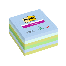Cf. 6pz blocco 90fg. Post-it® Super Sticky 100x100mm righe Oasis 675-6SS-OAS