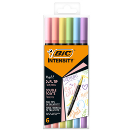 Astuccio 6 pennarelli Intensity dual tip brush colori assortiti Pastel BIC