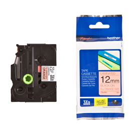 NASTRO LAM. FLUORESCENTE TZE-B31 12MMx5MT NERO/ARANCIO FLUO